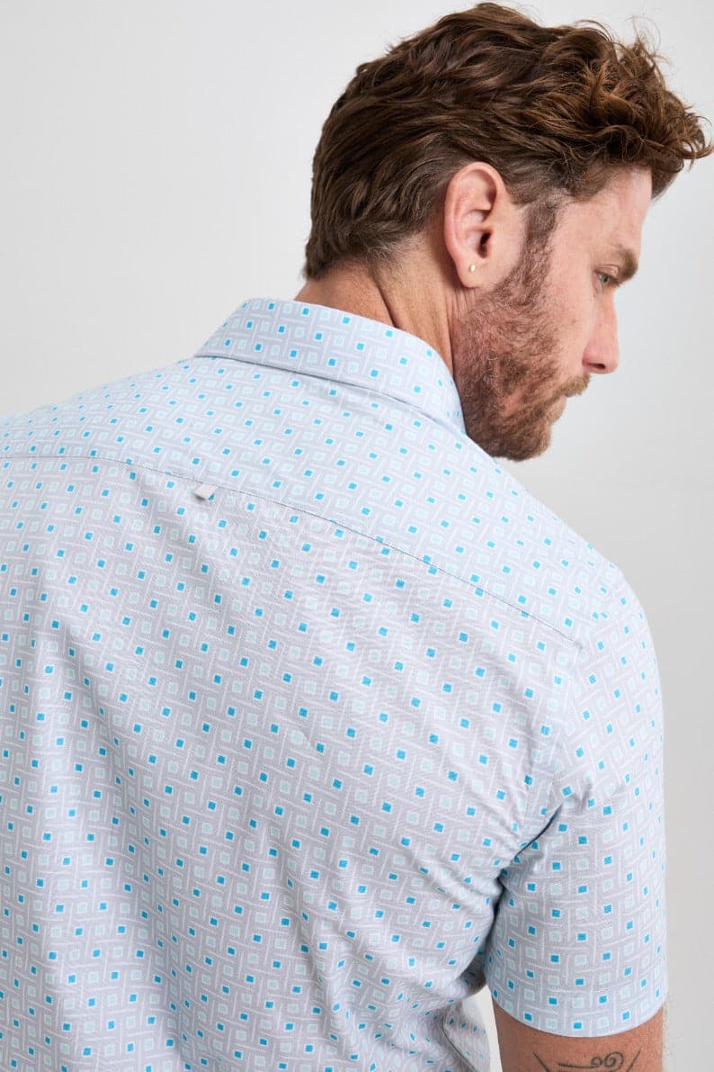 Grey Geometric Square Short Sleeve Shirt