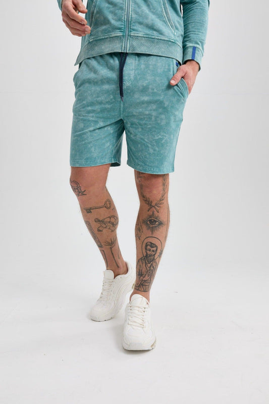 Coral Blue Acid-Washed Short