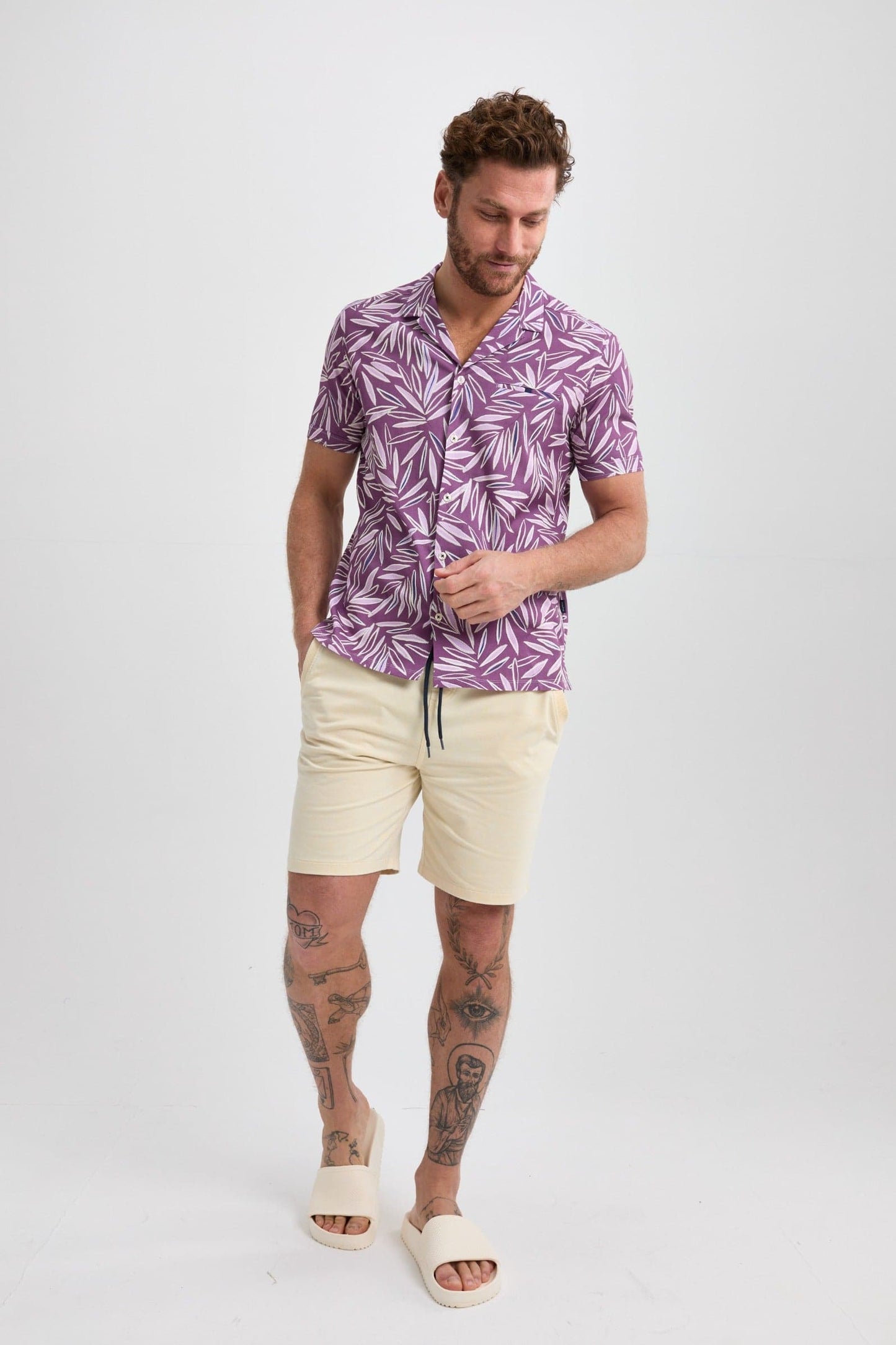 Purple Leaf Resort Short Sleeve Shirt