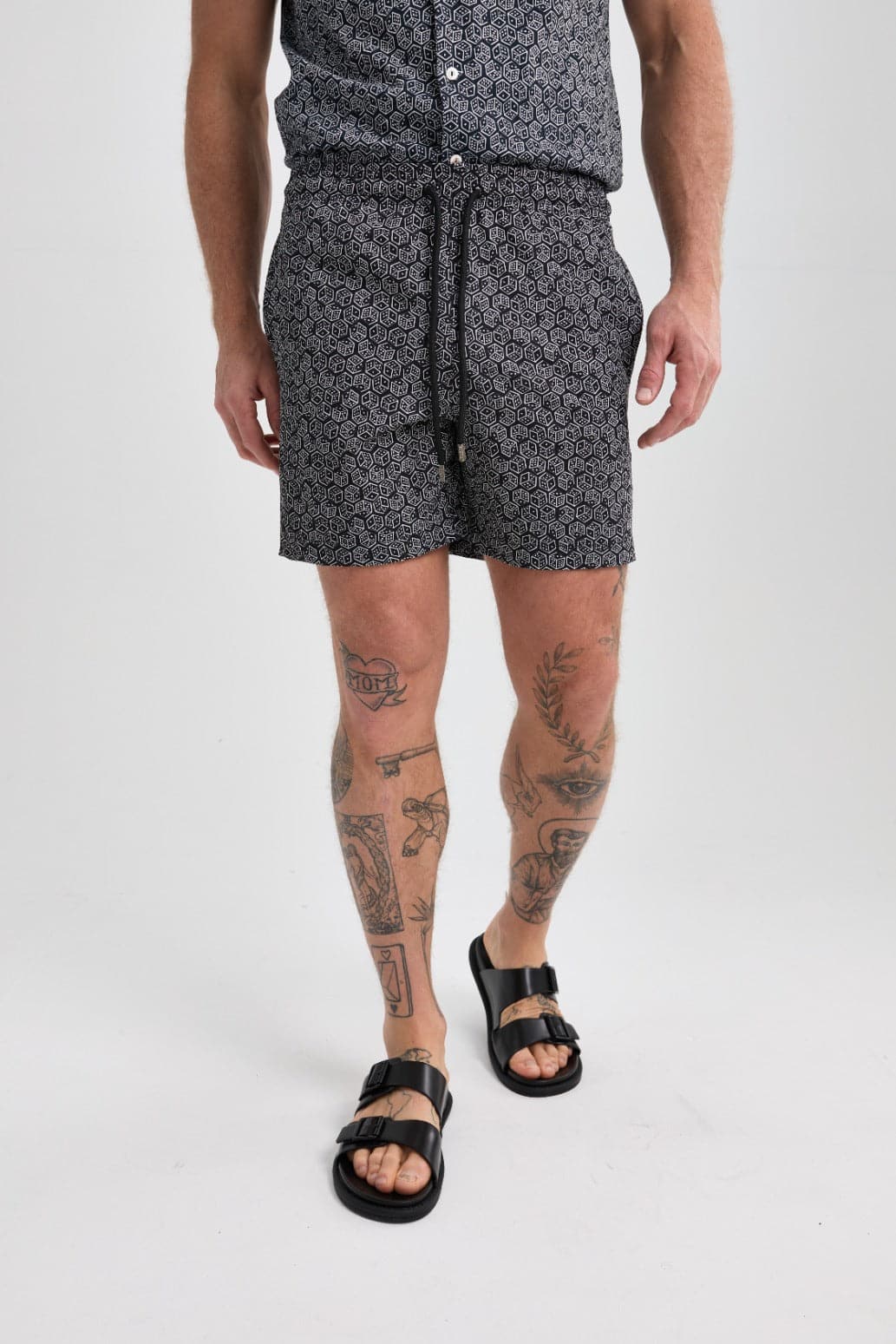 Black Dice Print Swimshort
