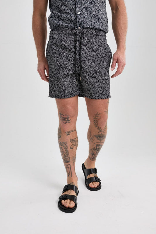 Black Dice Print Swimshort