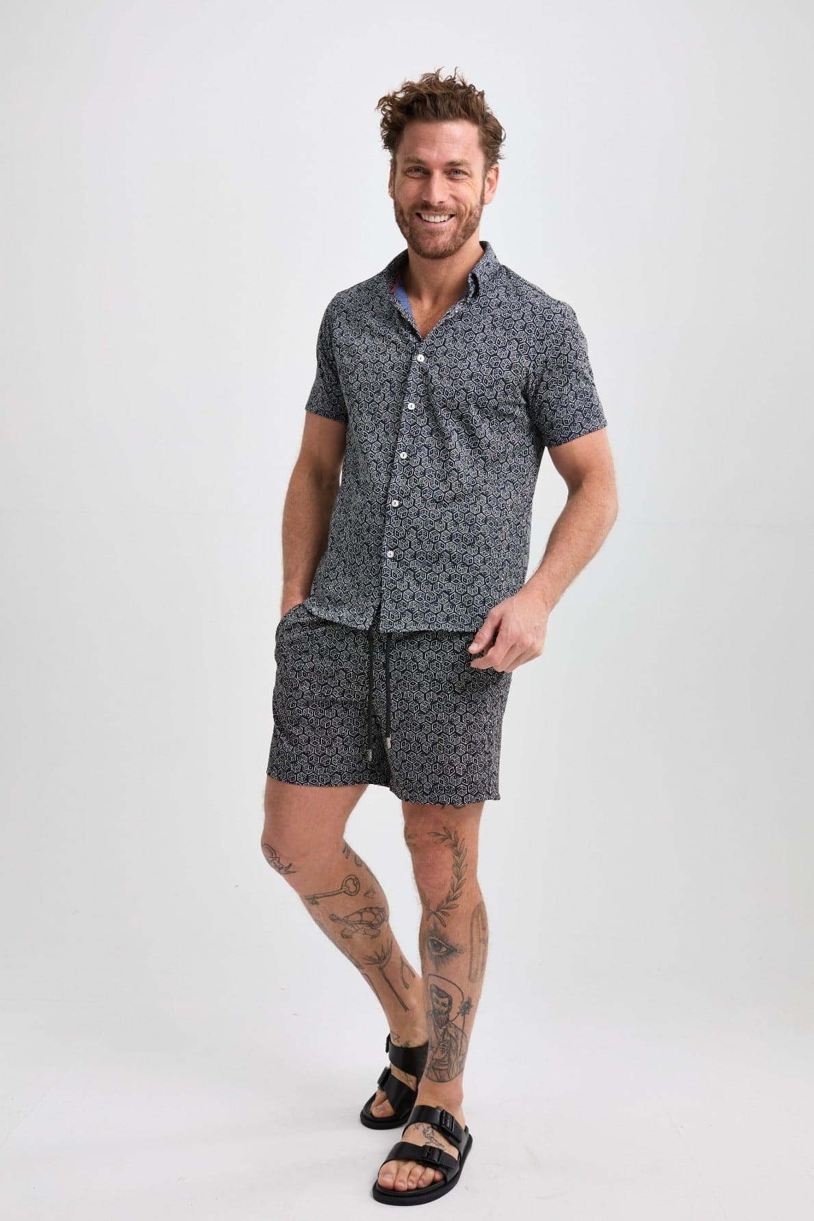 Black Dice Short Sleeve Print Shirt