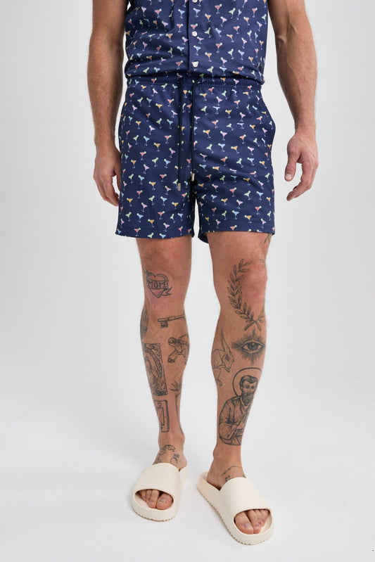 Navy Margarita Print Swimshort