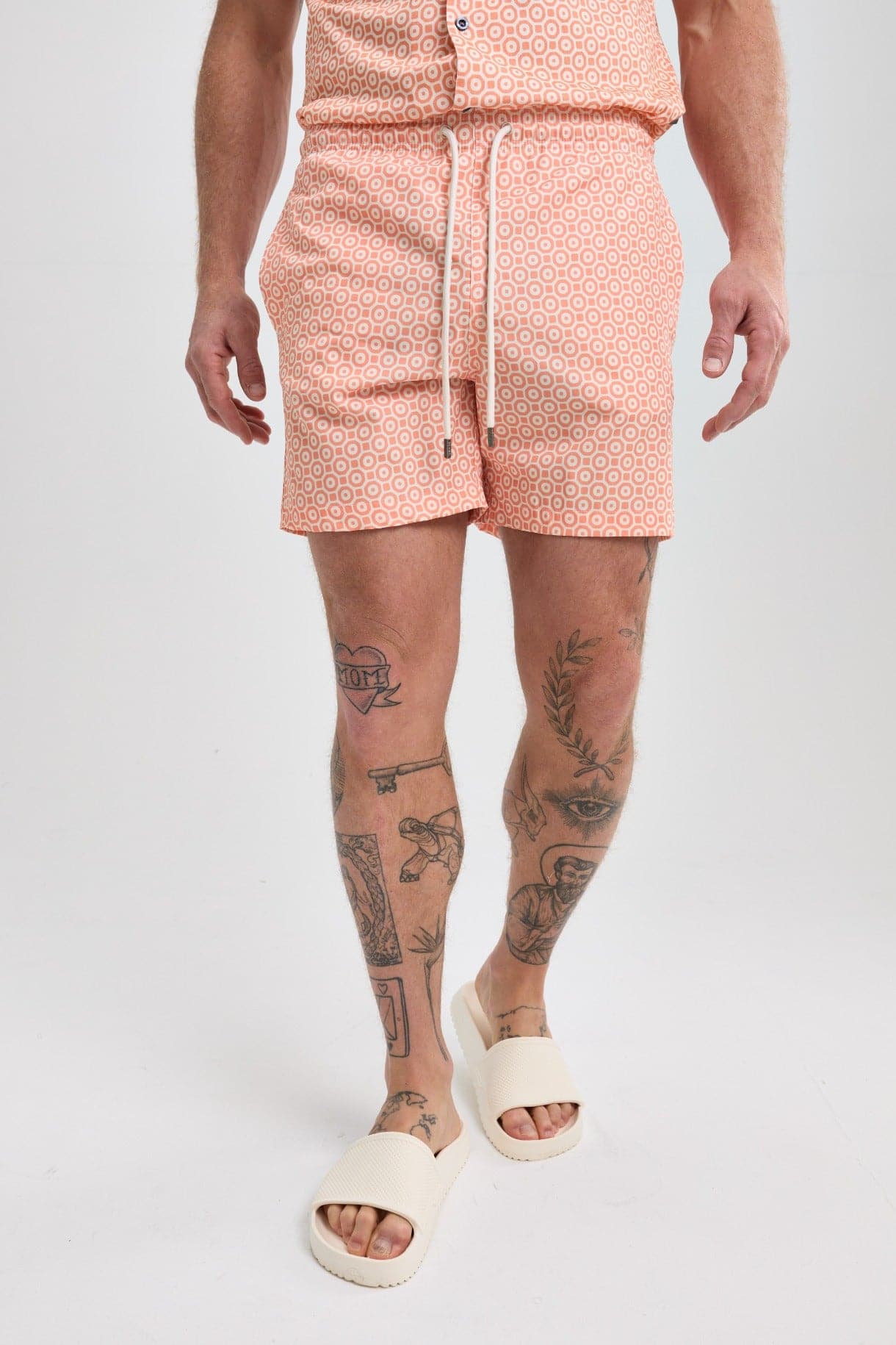 Orange Retro Print Swimshort