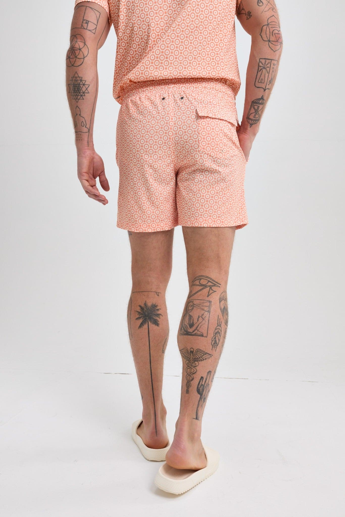 Orange Retro Print Swimshort