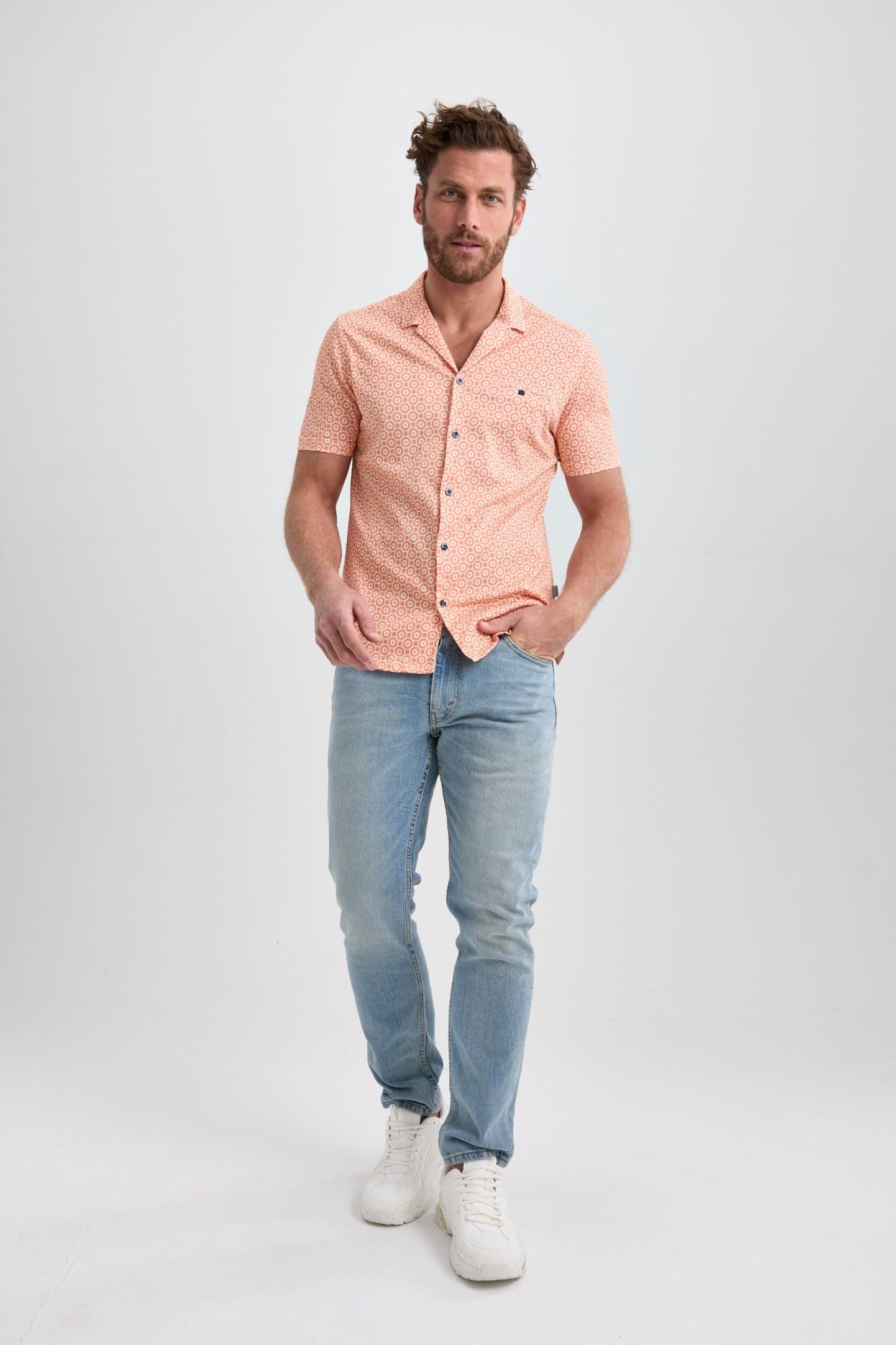 Orange Retro Dry Touch Short Sleeve Print Shirt