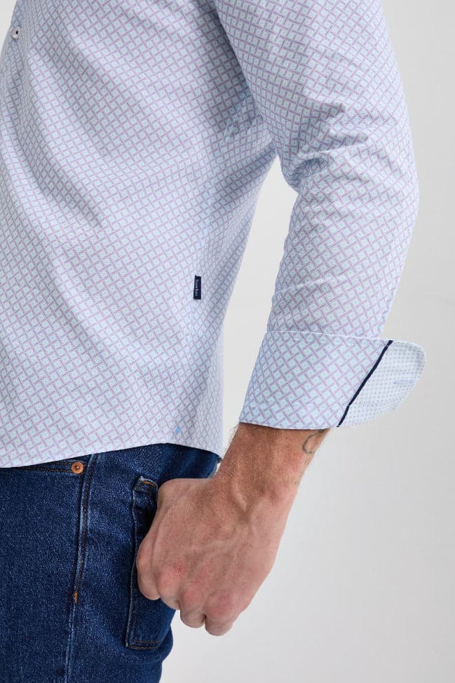 Blue Square Long Sleeve Shirt