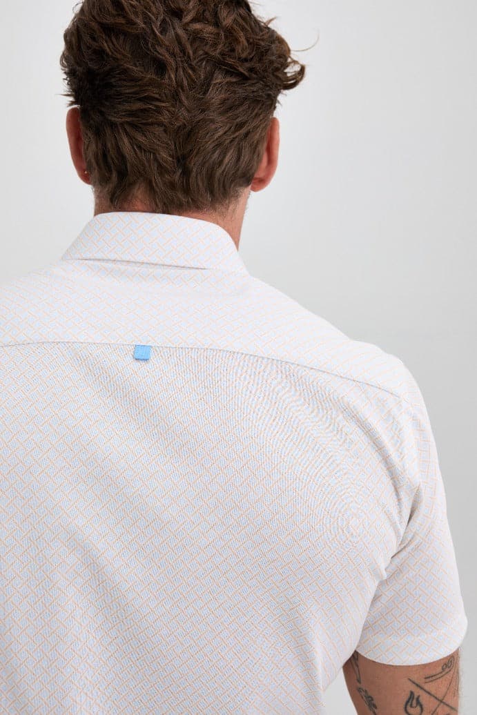 White Square Short Sleeve Print Shirt