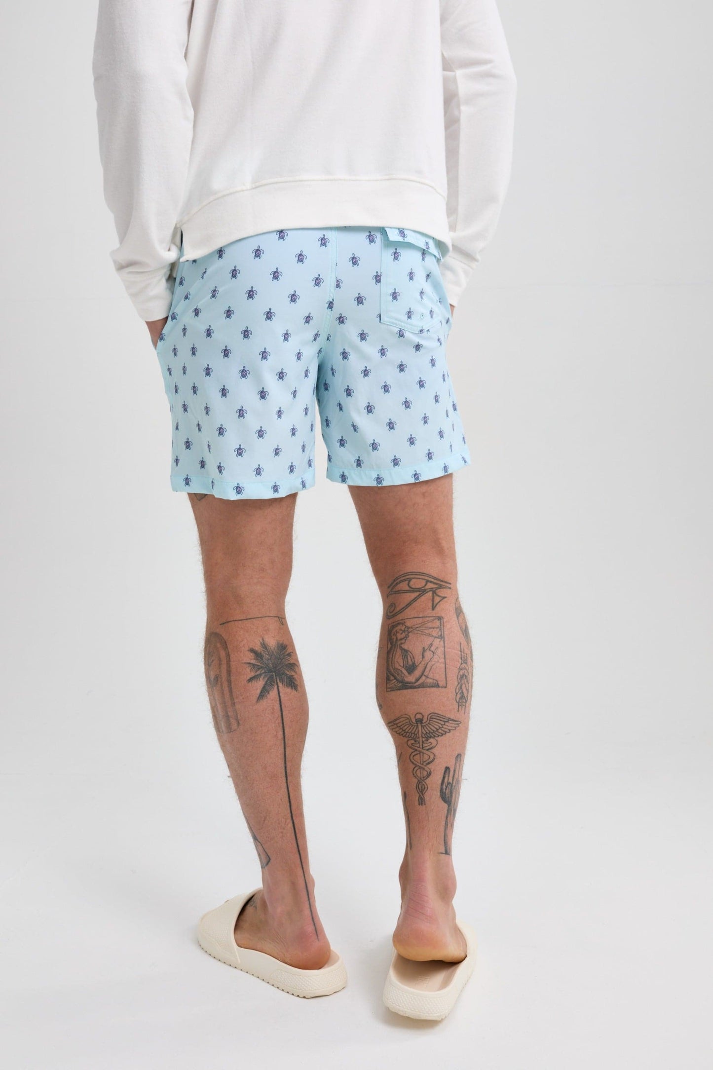 Light Blue Turtle Print Swimshort