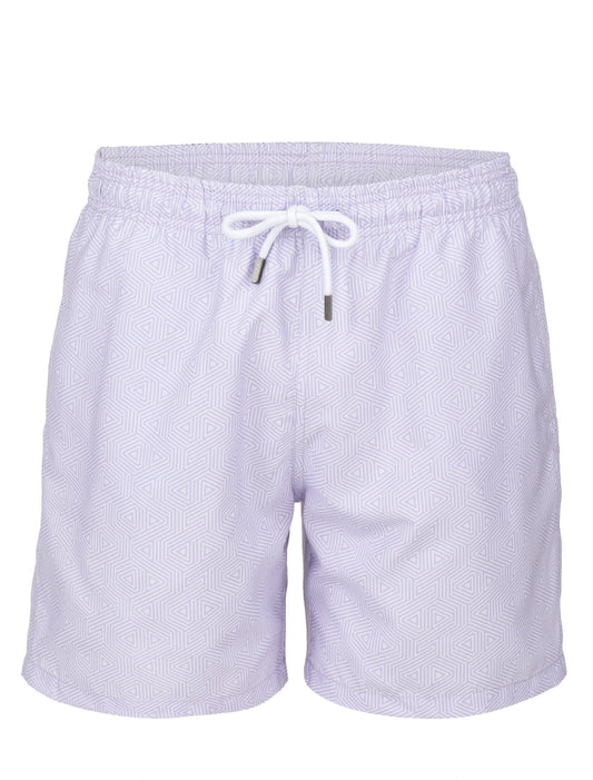 Lavender Geometric Stretch Swim Shorts