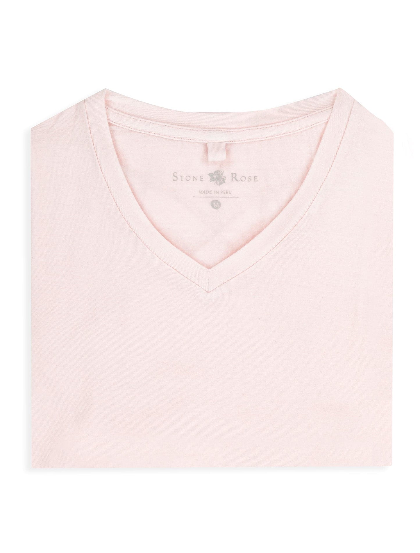 Light Pink V-Neck Modal T-Shirt-Stone Rose