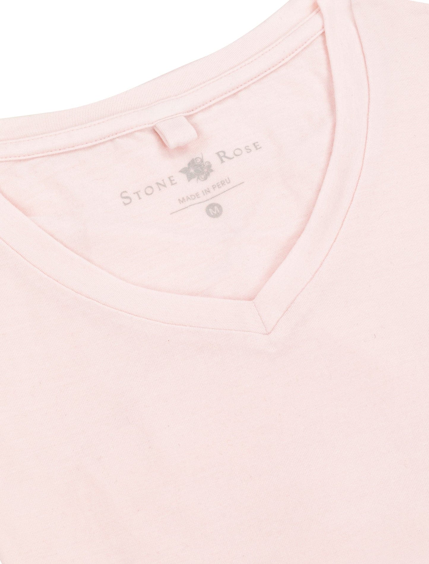 Light Pink V-Neck Modal T-Shirt-Stone Rose