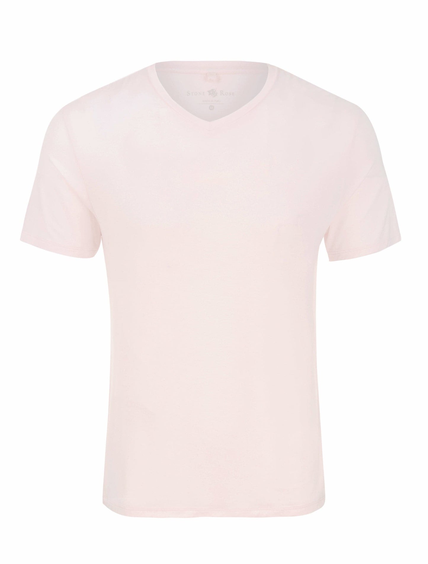 Light Pink V-Neck Modal T-Shirt-Stone Rose