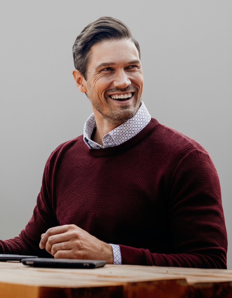 Burgundy Waffle Sweater