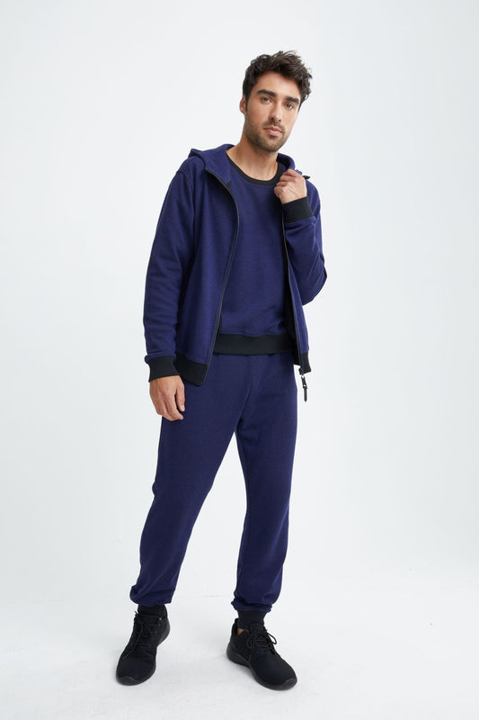 Black Blue Jacquard Knit Jogger