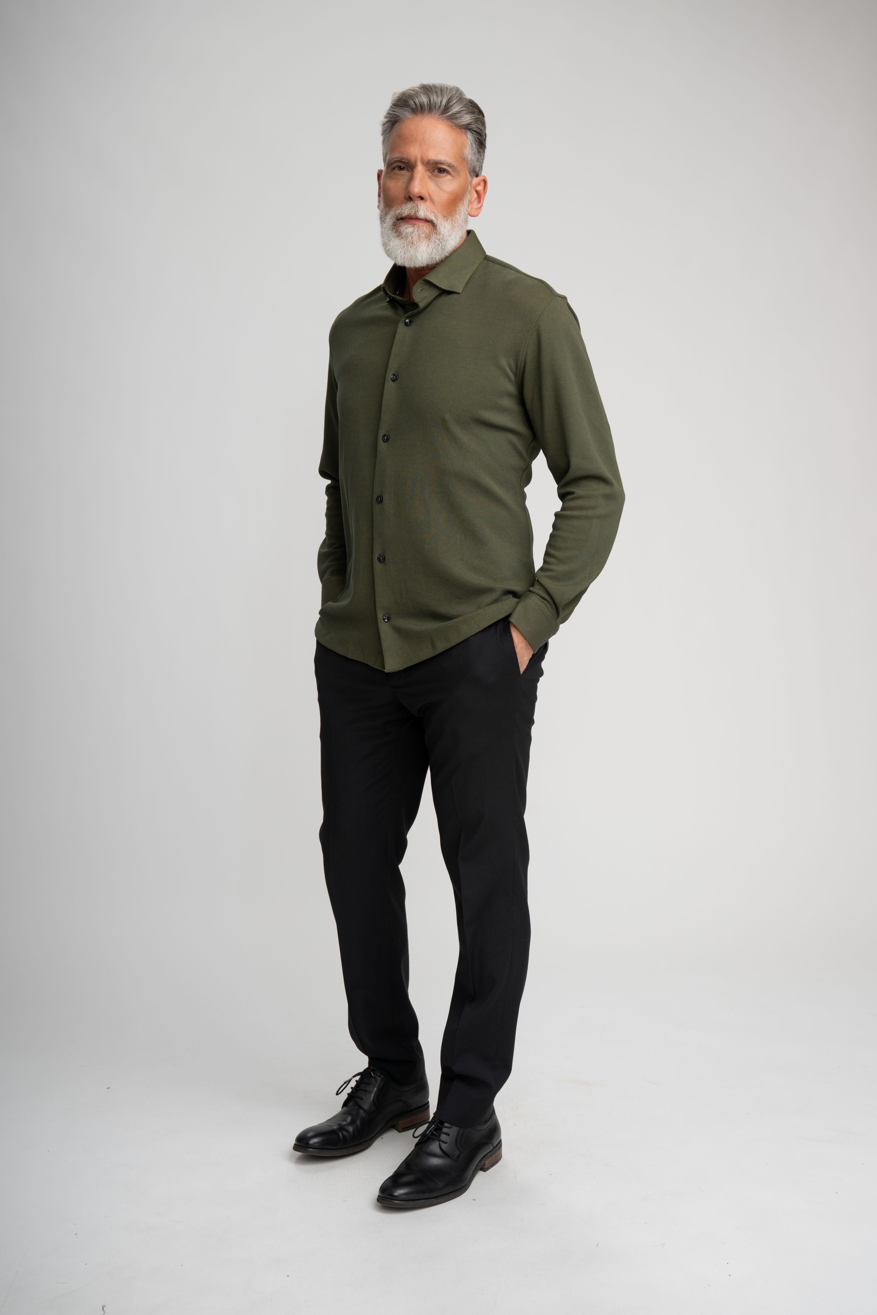 Origin Olive Long Sleeve Shirt – Men's Performance Piqué Shirt