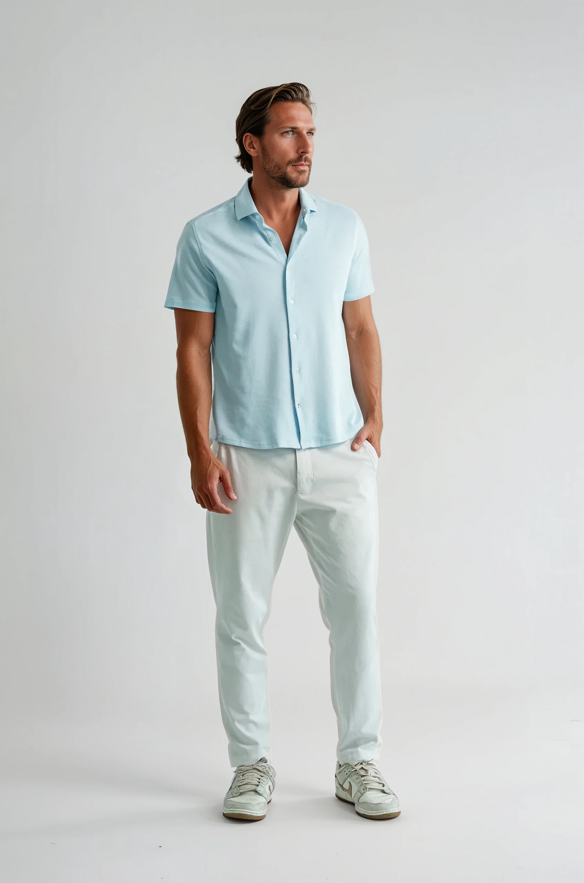 Light Blue Short Sleeve T-Series Shirt Mens Everyday Comfort Tee | Stone Rose XXL Light Blue Short Sleeve T-Series Shirt Mens Everyday Comfort Tee | Stone Rose XXL