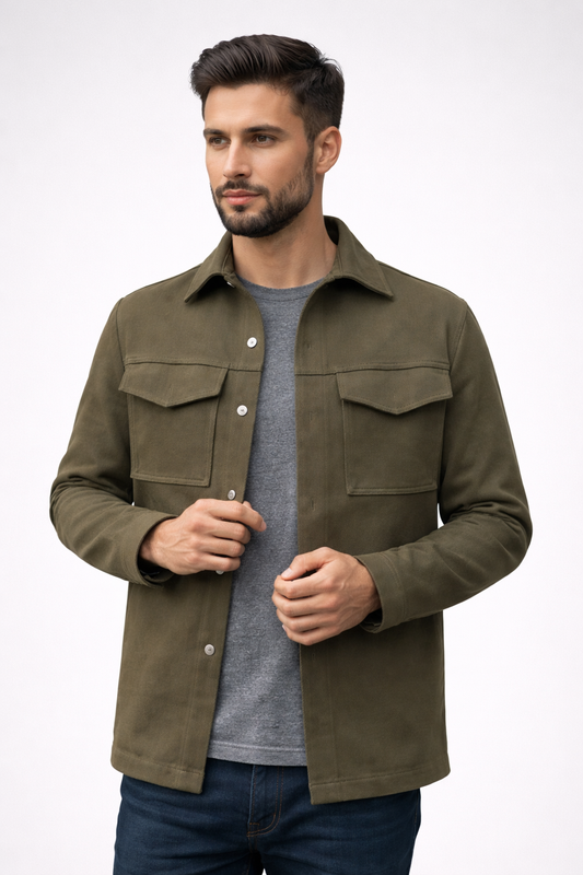 STUDIO - Dark Green Stretch Twill Jacket