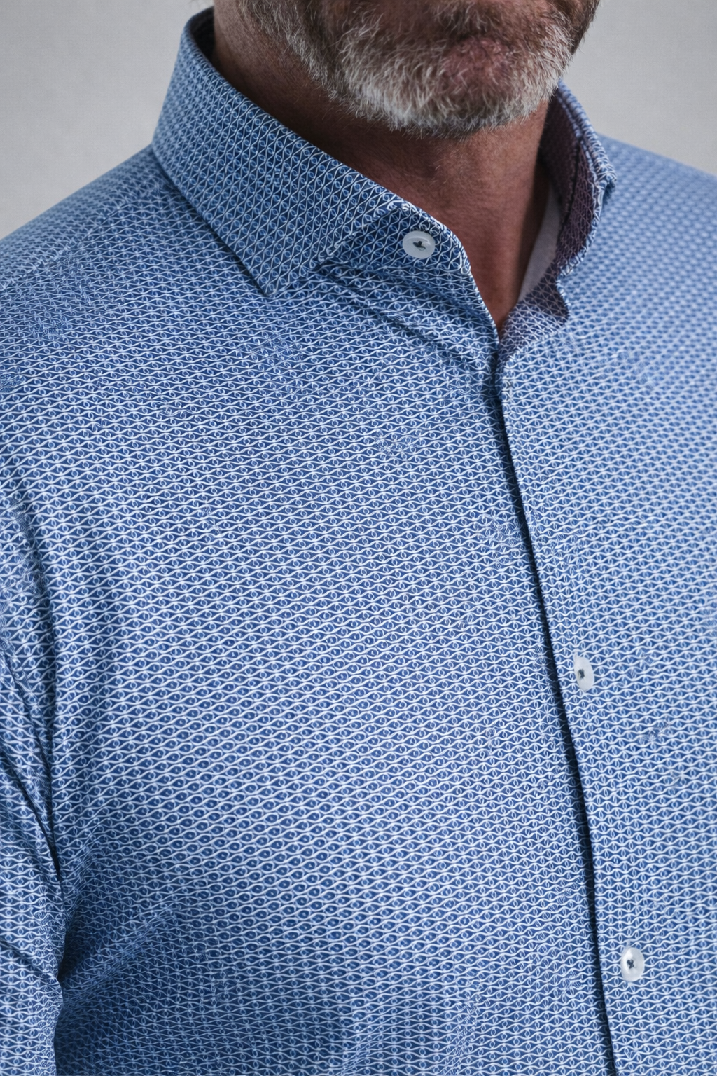 Apex Dark Navy Clasp Geometric Shirt – Men's Performance Stretch