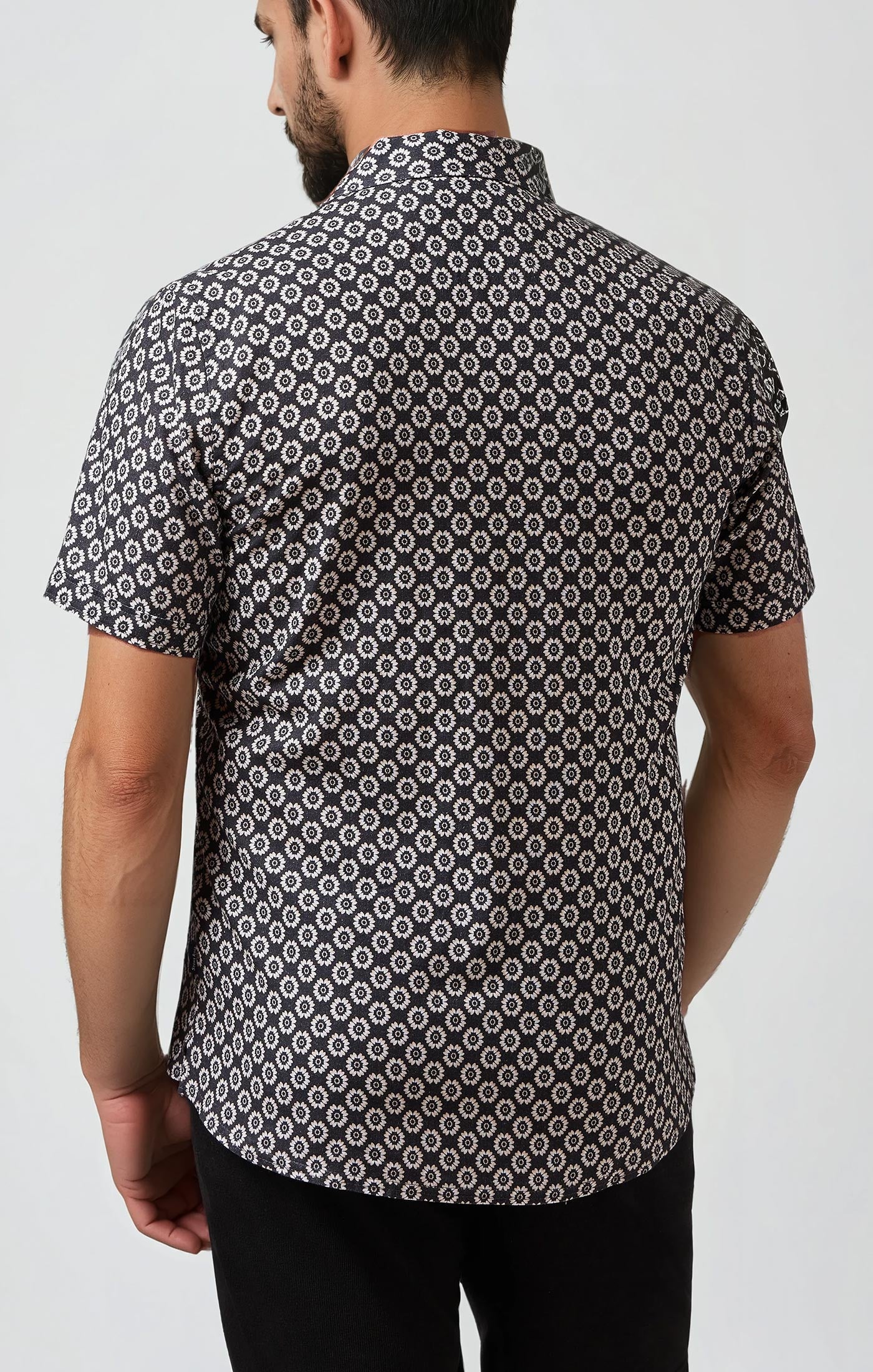 BUONASERA - Black Fossil Print Linen Shirt