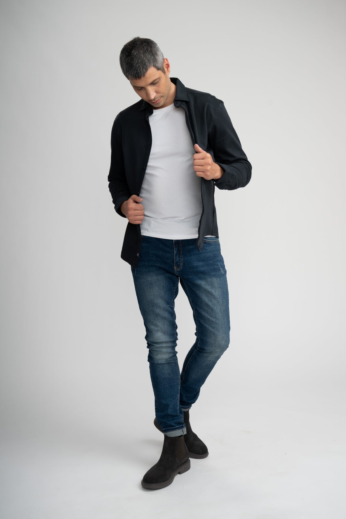AERIS - Black Peached Fleece Shirt