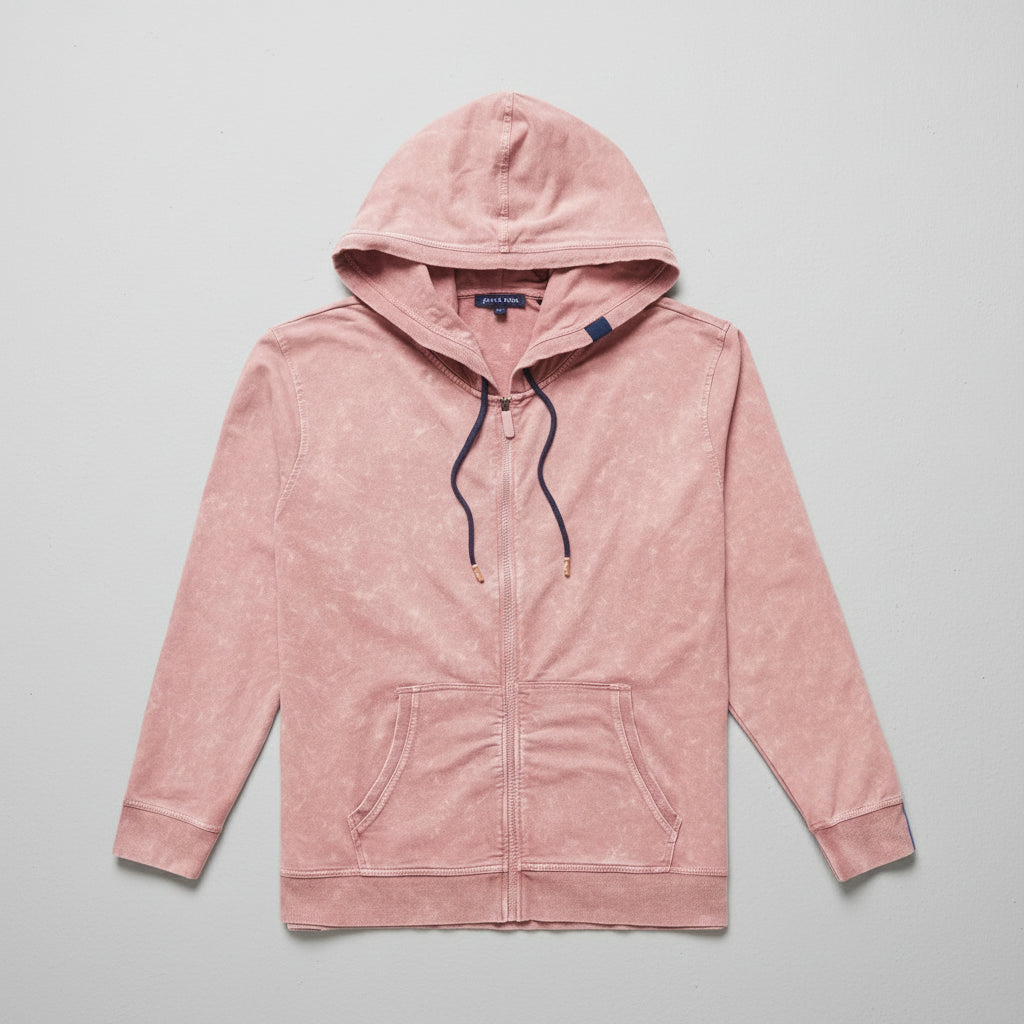Dusty Rose Fleece Zip Hoodie
