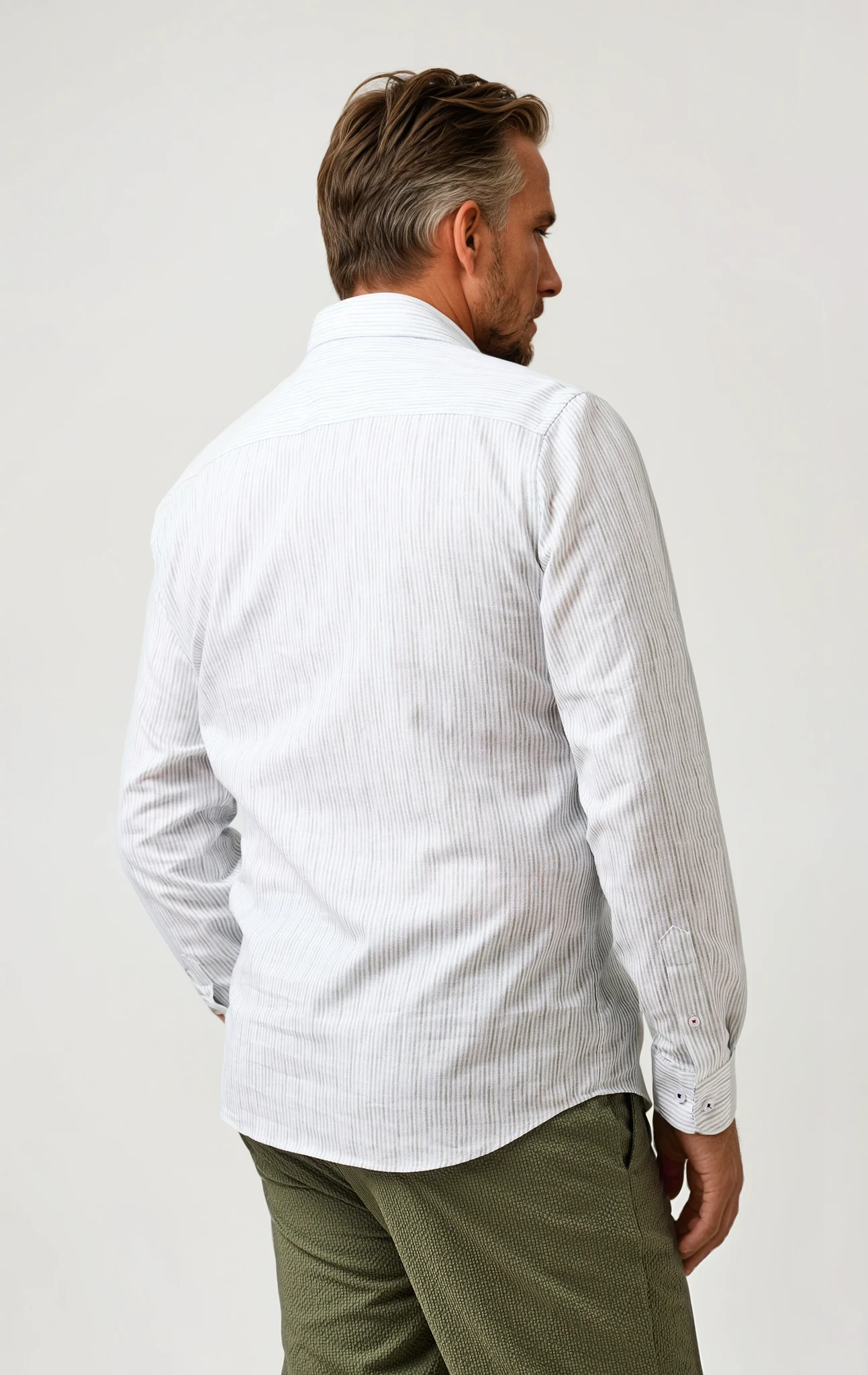 BUONASERA - Olive Seabreeze Striped Linen Shirt