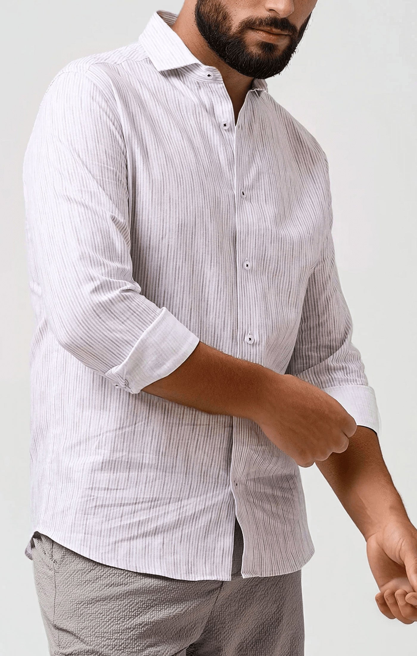 BUONASERA - Pink Seabreeze Striped Linen Shirt