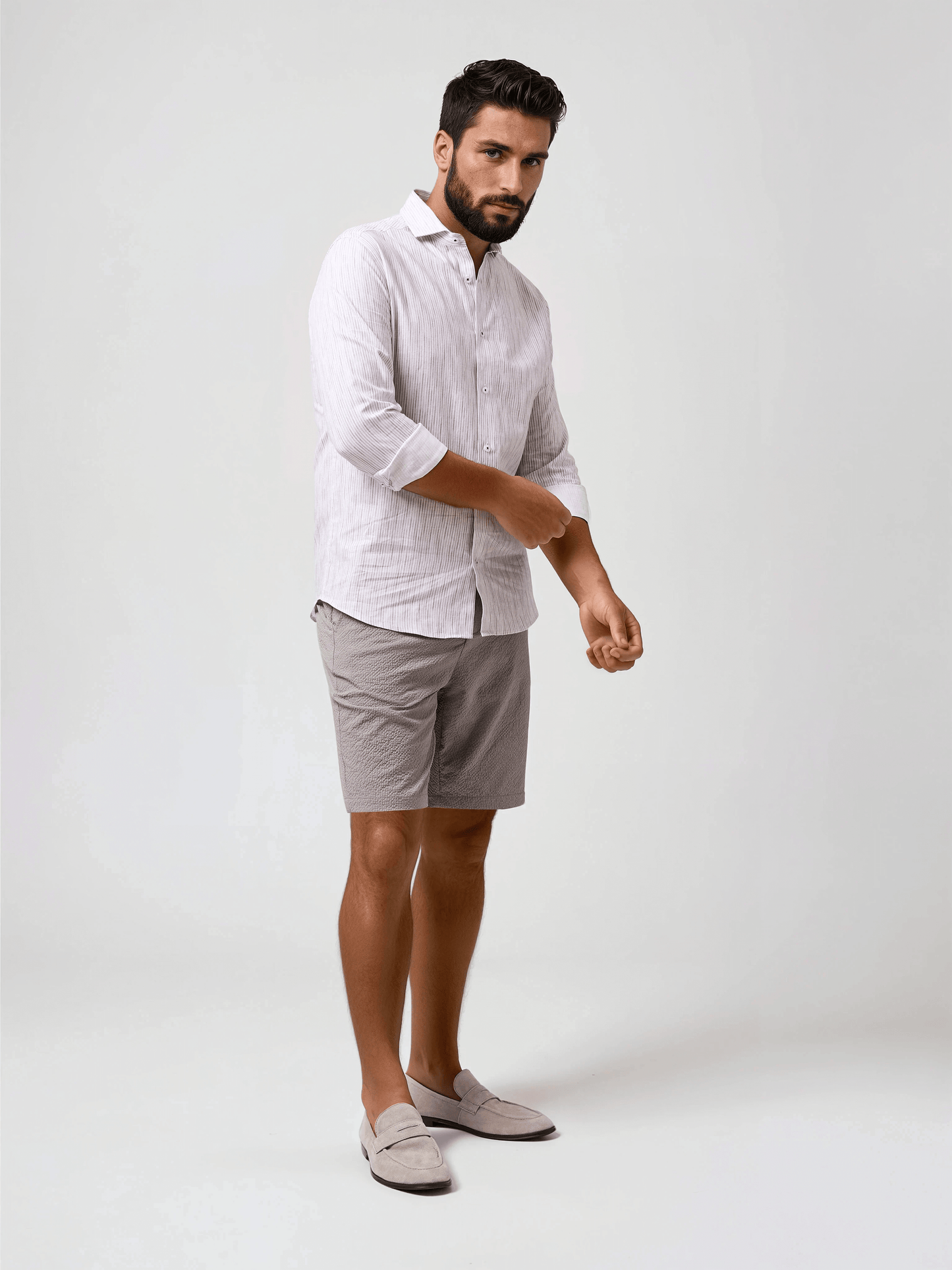 BUONASERA - Pink Seabreeze Striped Linen Shirt