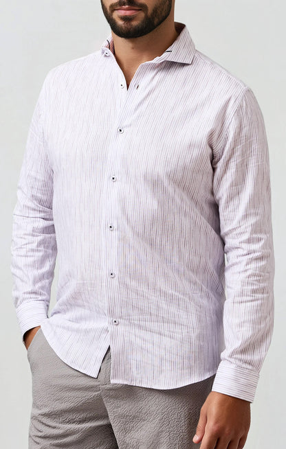 BUONASERA - Pink Seabreeze Striped Linen Shirt