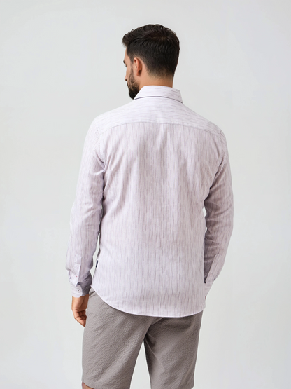 BUONASERA - Pink Seabreeze Striped Linen Shirt