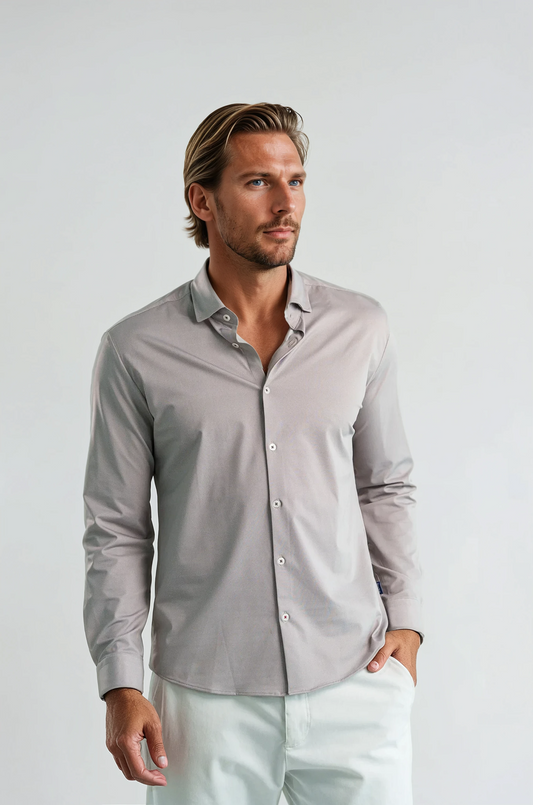 APEX - Dark Brown Birdseye Long Sleeve Shirt