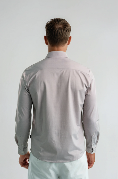 APEX - Dark Brown Birdseye Long Sleeve Shirt