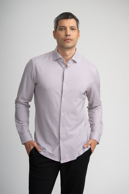 APEX - Dark Brown Birdseye Long Sleeve Shirt