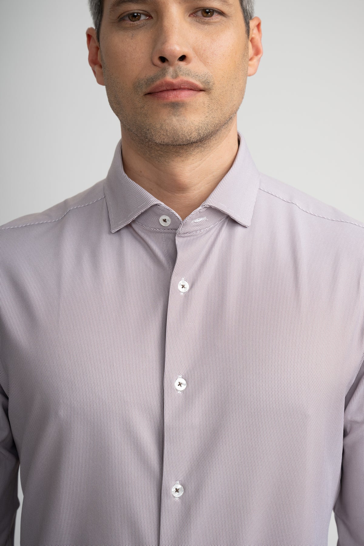 APEX - Dark Brown Birdseye Long Sleeve Shirt