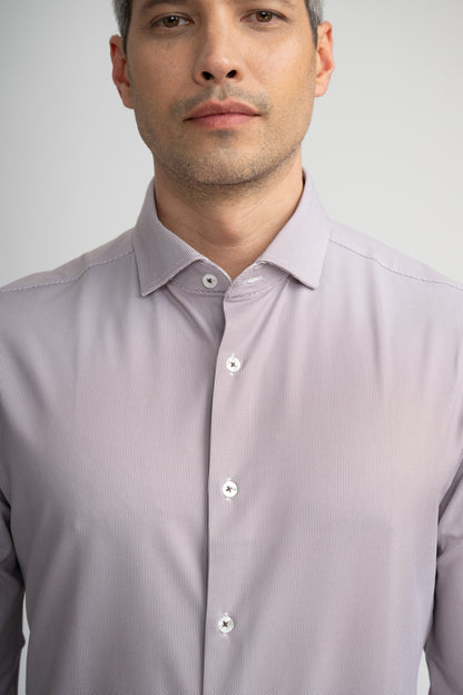 APEX - Dark Brown Birdseye Long Sleeve Shirt
