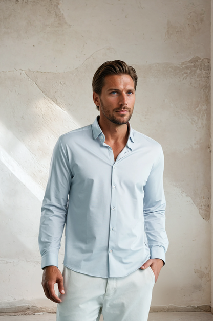 APEX - Light Blue Birdseye Long Sleeve Shirt
