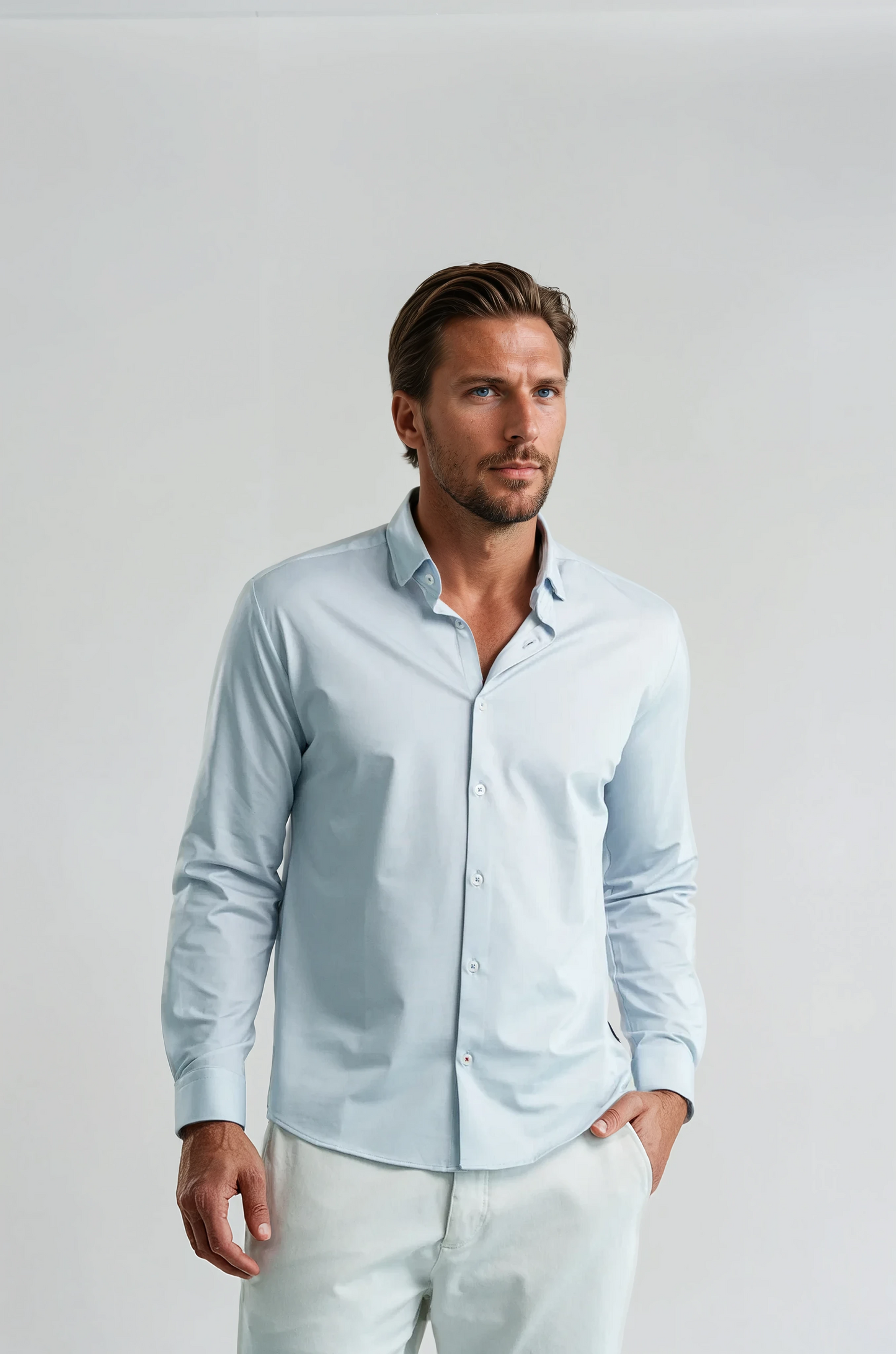 APEX - Light Blue Birdseye Long Sleeve Shirt