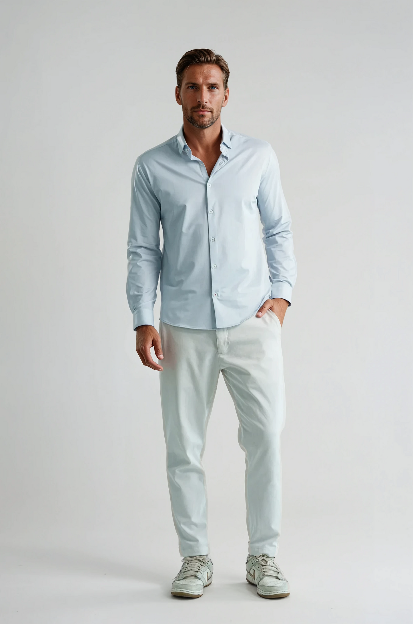 APEX - Light Blue Birdseye Long Sleeve Shirt