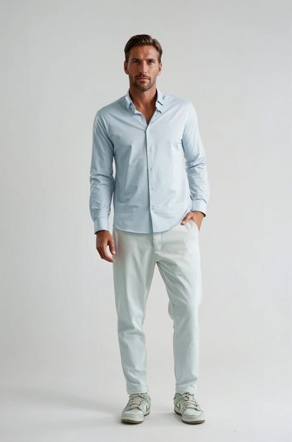 APEX - Light Blue Birdseye Long Sleeve Shirt