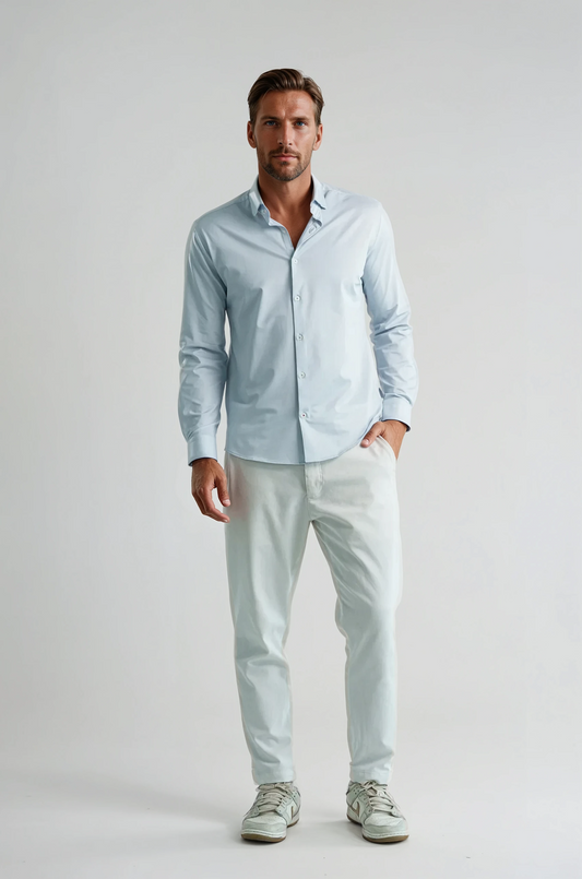 APEX - Light Blue Birdseye Long Sleeve Shirt