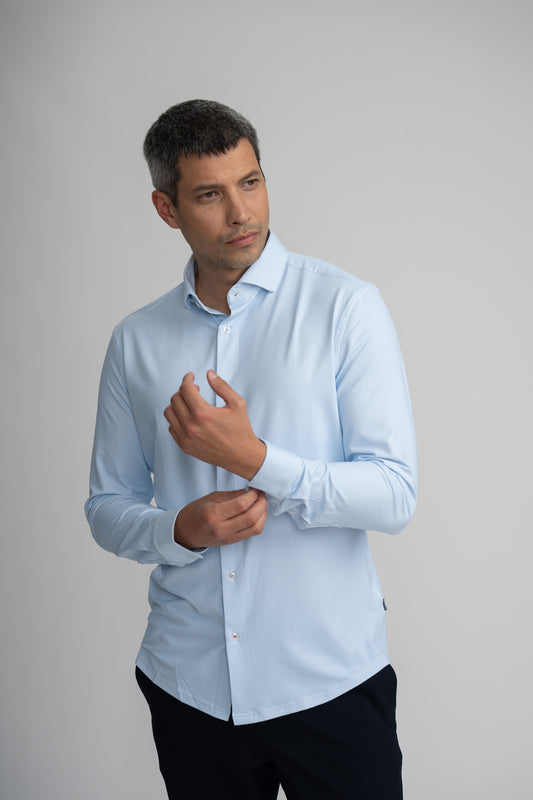 APEX - Light Blue Birdseye Long Sleeve Shirt