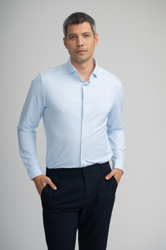 APEX - Light Blue Birdseye Long Sleeve Shirt