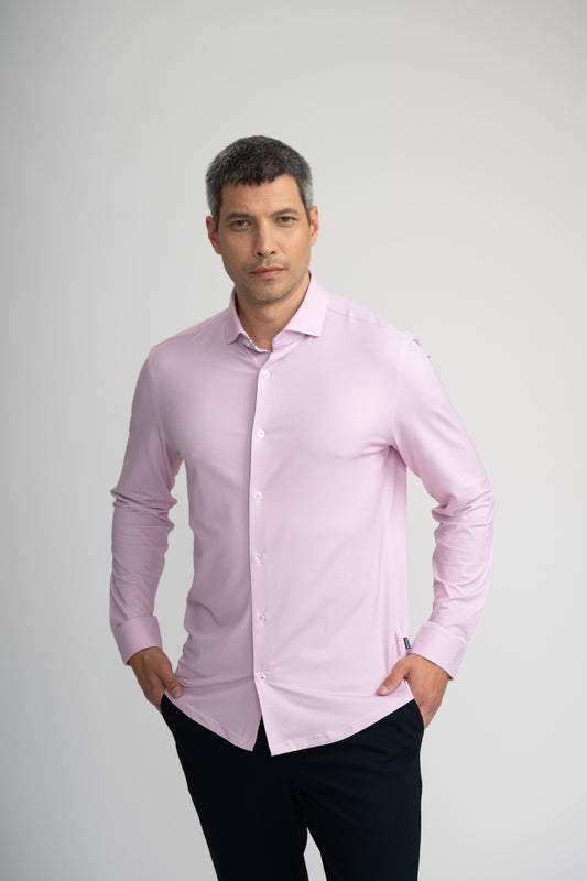 APEX - Pink Birdseye Long Sleeve Shirt