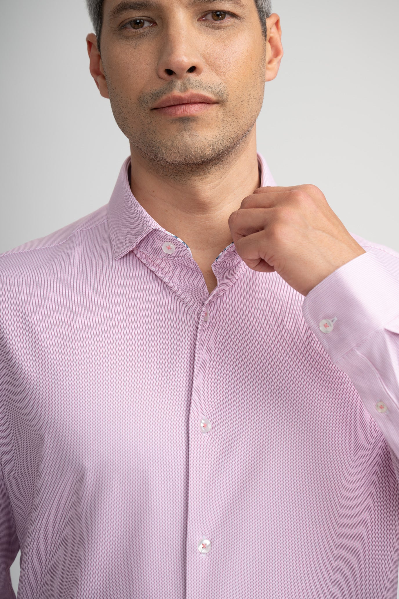 APEX - Pink Birdseye Long Sleeve Shirt