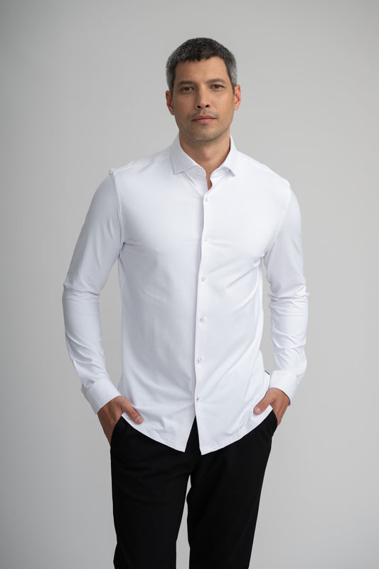 APEX - White Long Sleeve Stretch Shirt