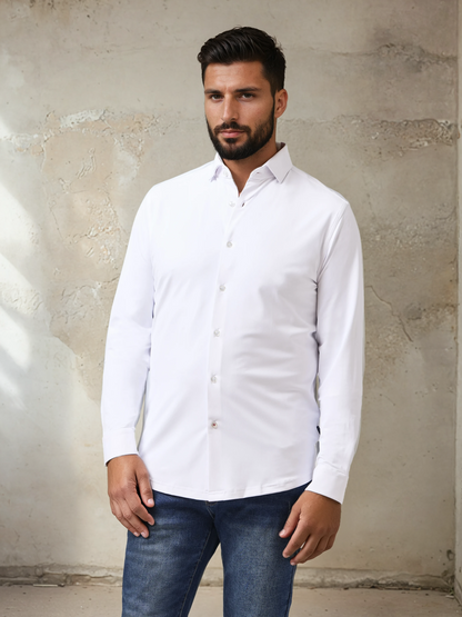 APEX - White Long Sleeve Stretch Shirt