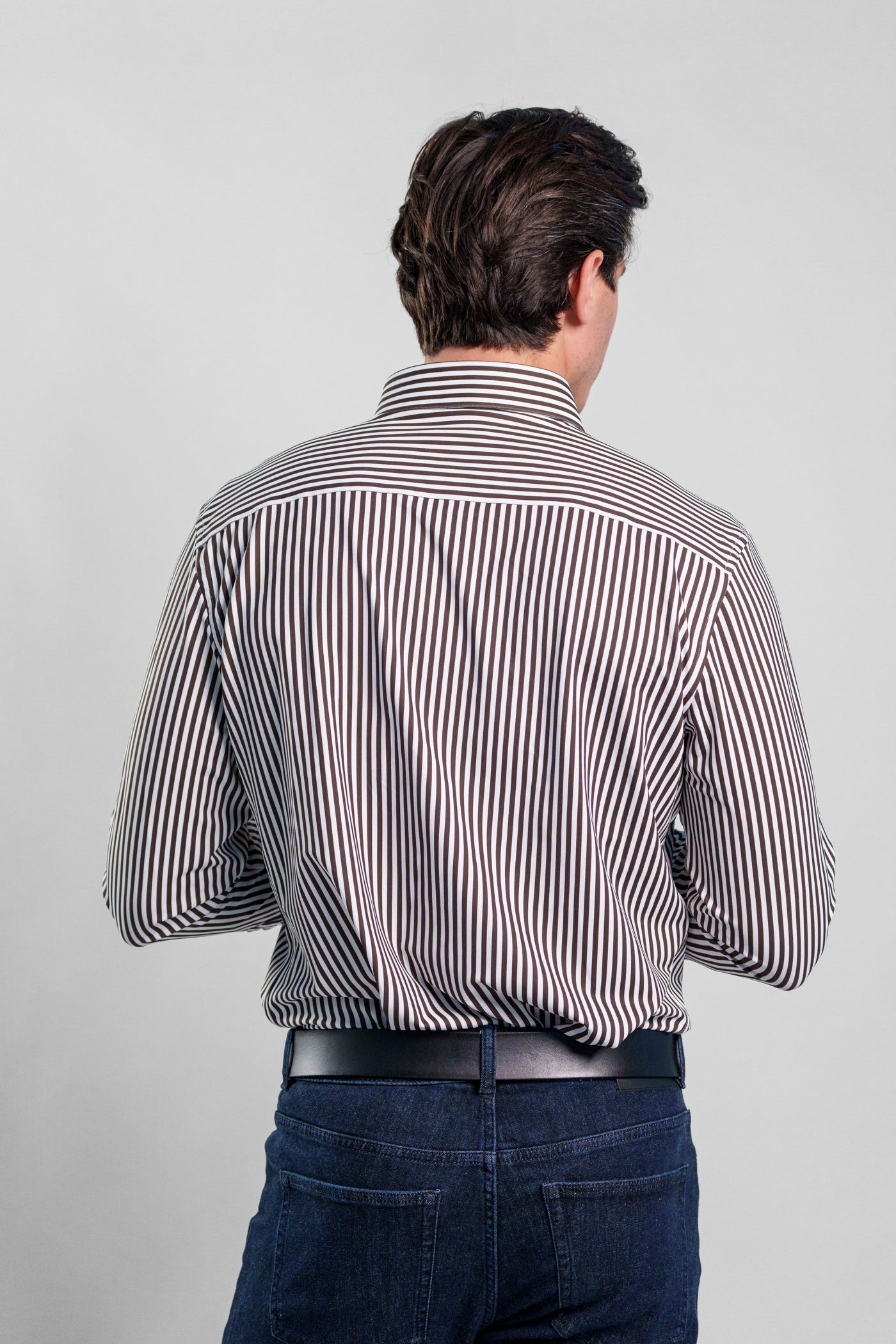 APEX - Dark Brown Bengal Stripe Long Sleeve Shirt