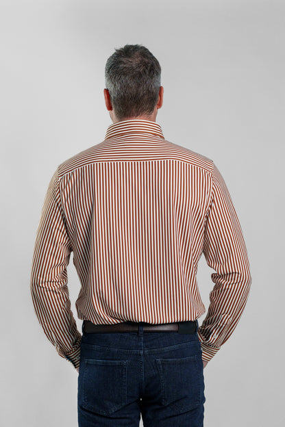 APEX - Dark Orange Bengal Stripe Long Sleeve Shirt