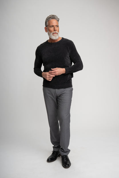 BAYVIEW - Black Chenille Crewneck Sweater